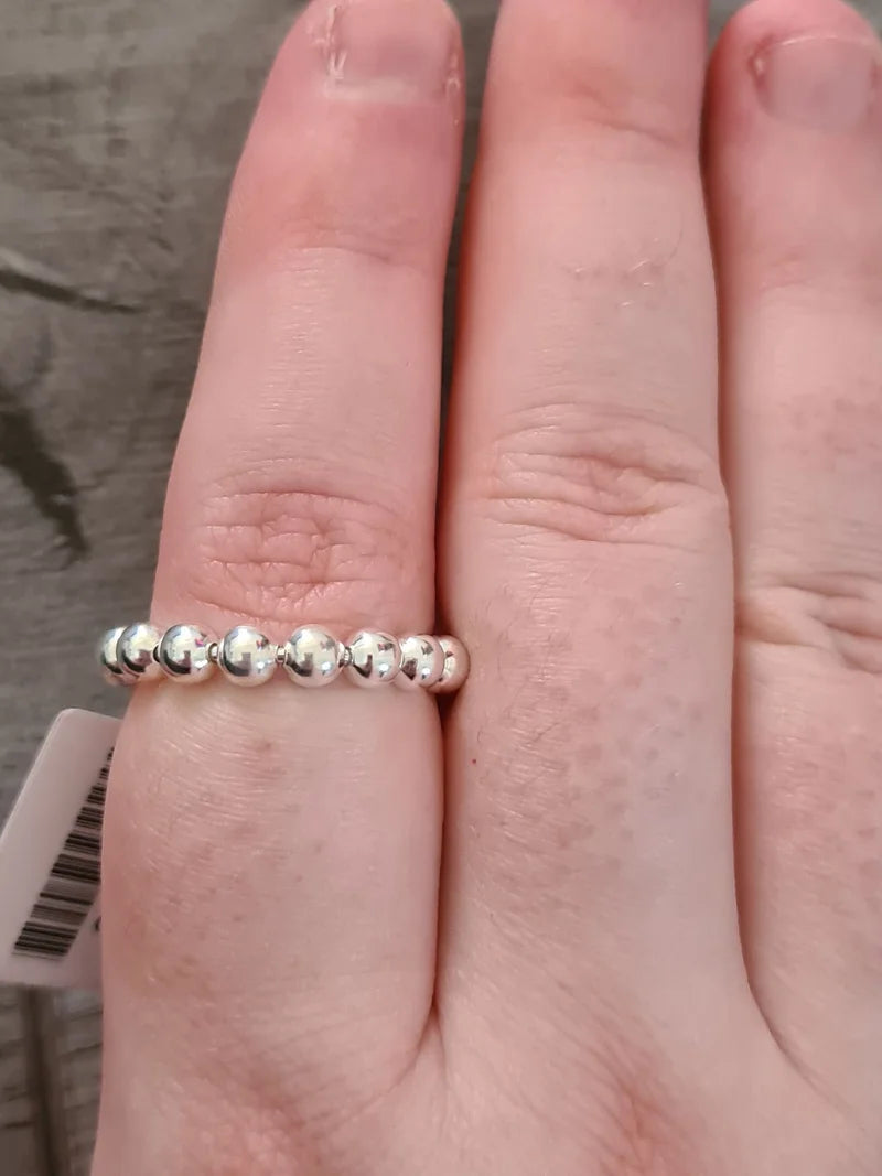 Sterling Silver Bead Band Ring SIZE P