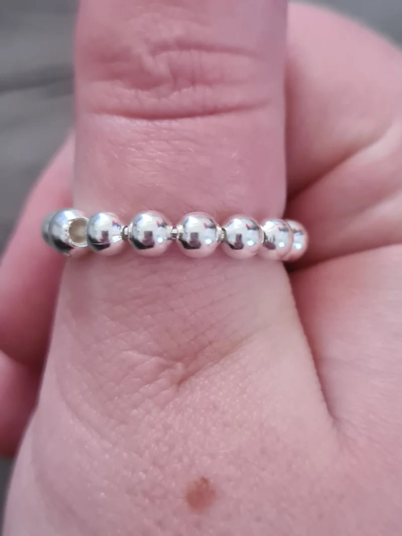 Sterling Silver Bead Band Ring SIZE P