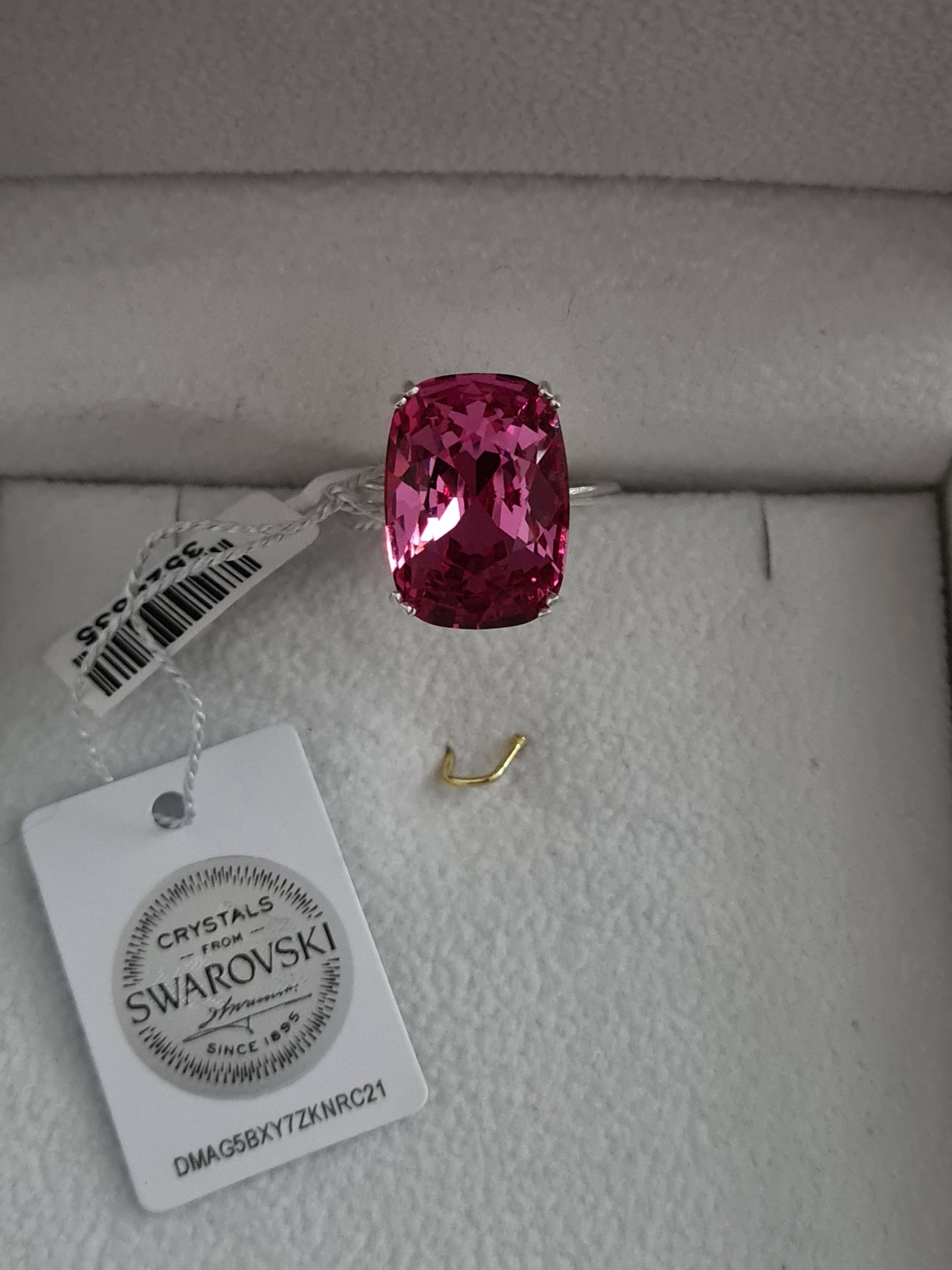 Swarovski Rose Pink Radiant Cut Ring in 925 Sterling Silver SIZE Q
