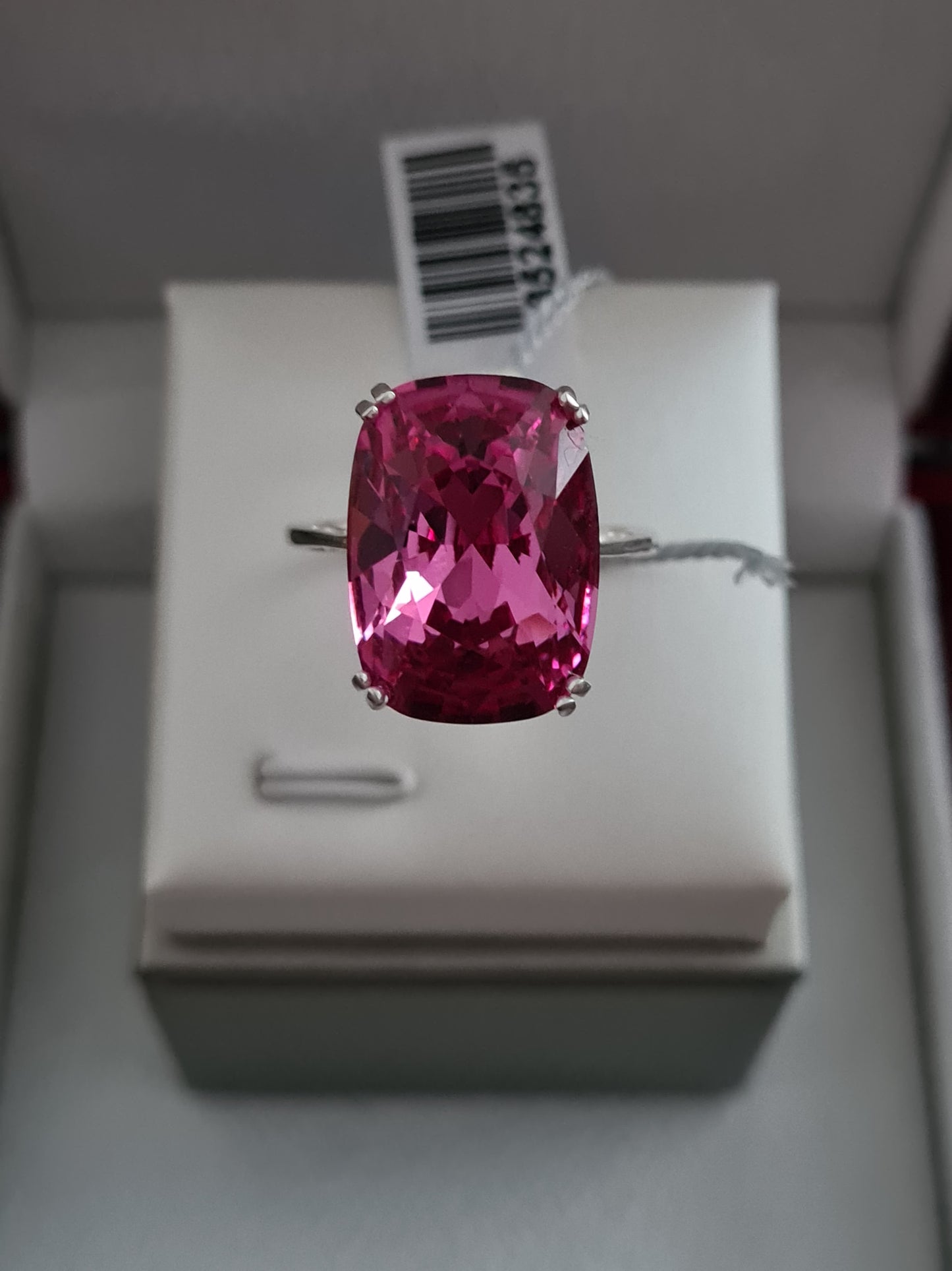 Swarovski Rose Pink Radiant Cut Ring in 925 Sterling Silver SIZE Q