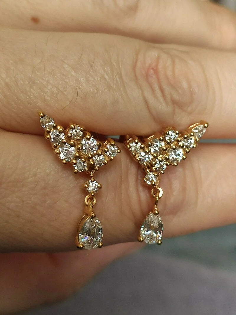 Swarovski zirconia Earrings With 14K Gold Overlay Sterling Silver
