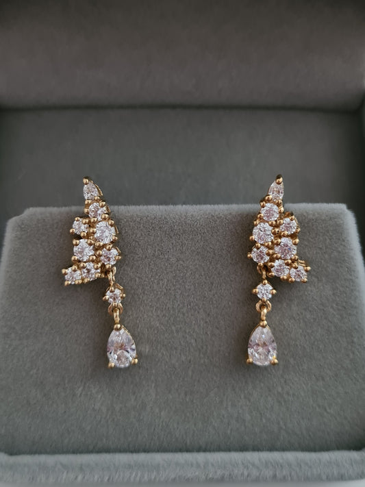 Swarovski zirconia Earrings With 14K Gold Overlay Sterling Silver