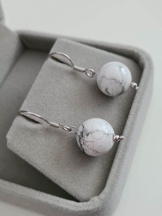 White Howlite Earrings