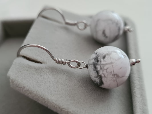 White Howlite Earrings