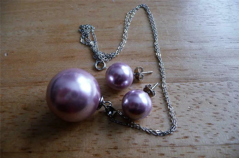 Pearl 2 Piece Set:  Necklace And Earrings