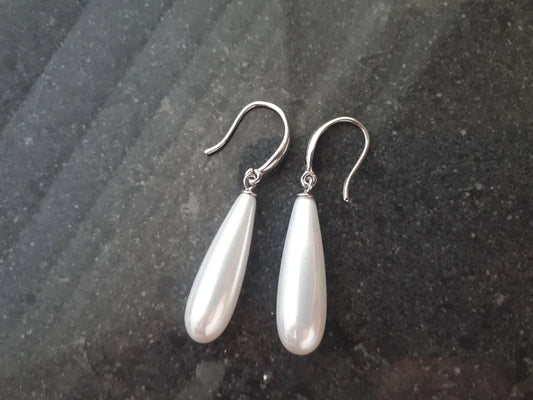 White Shell Drop Earrings