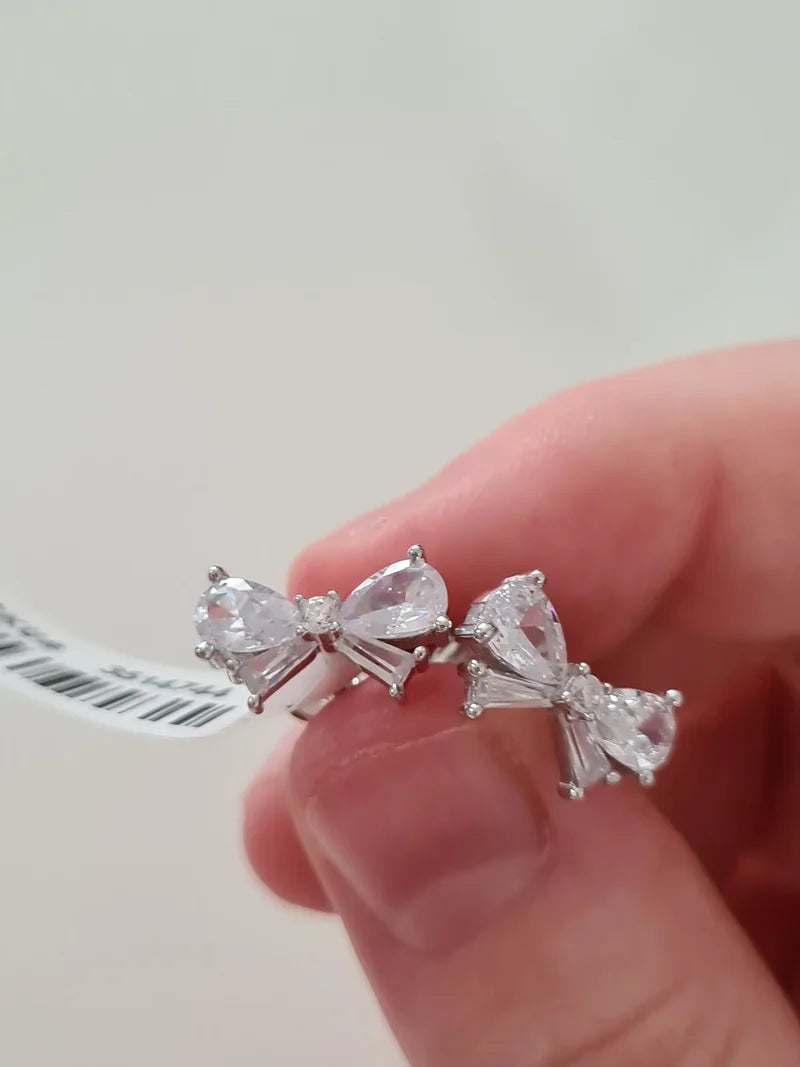 Simulated Diamond Bow Stud Earrings