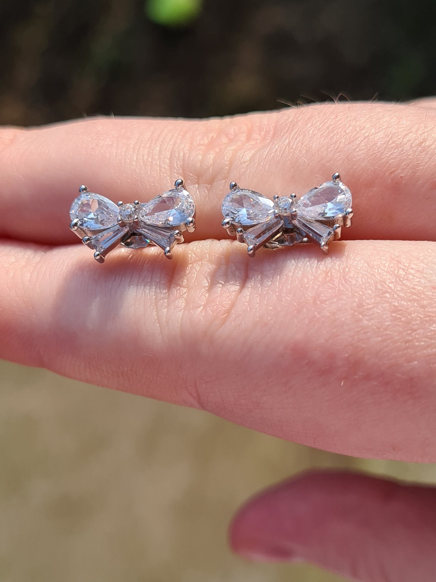Simulated Diamond Bow Stud Earrings