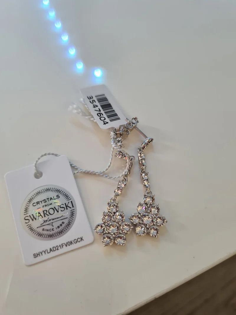 Swarovski White Crystal Drop Earrings set in 925 sterling silver