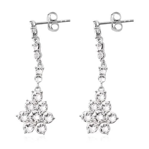 Swarovski White Crystal Drop Earrings set in 925 sterling silver