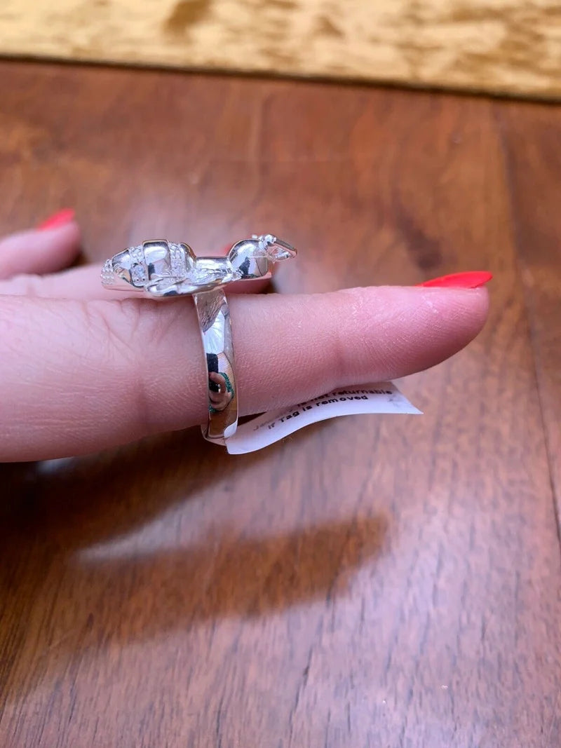 Simulated Diamond Bumble Bee Ring in Sterling Silver SIZE N