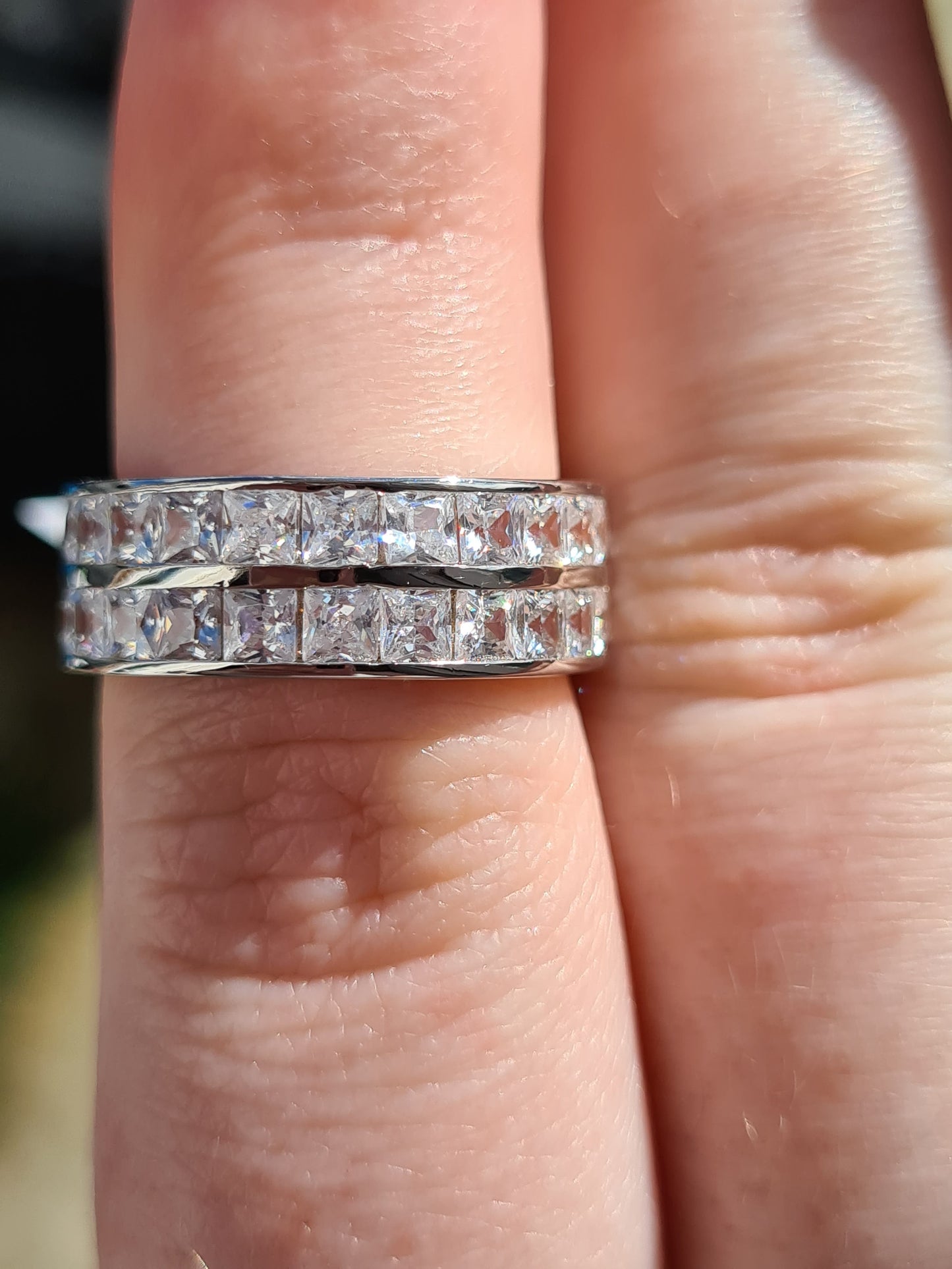 Simulated Diamond Half Eternity Band Ring SIZE M
