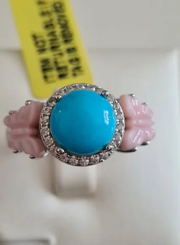 AA Arizona Sleeping Beauty Turquoise & Pink Mother of Pearl Ring SIZE R