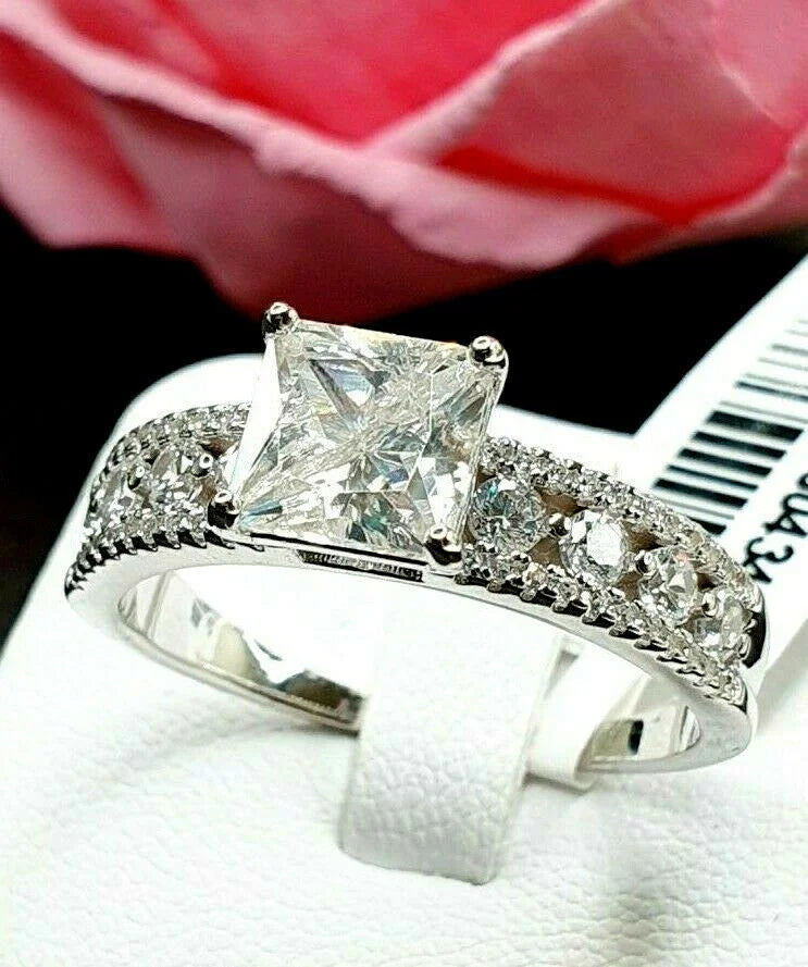 Princess Cut Simulated Diamond Ring 925 Sterling Silver SIZES L,M