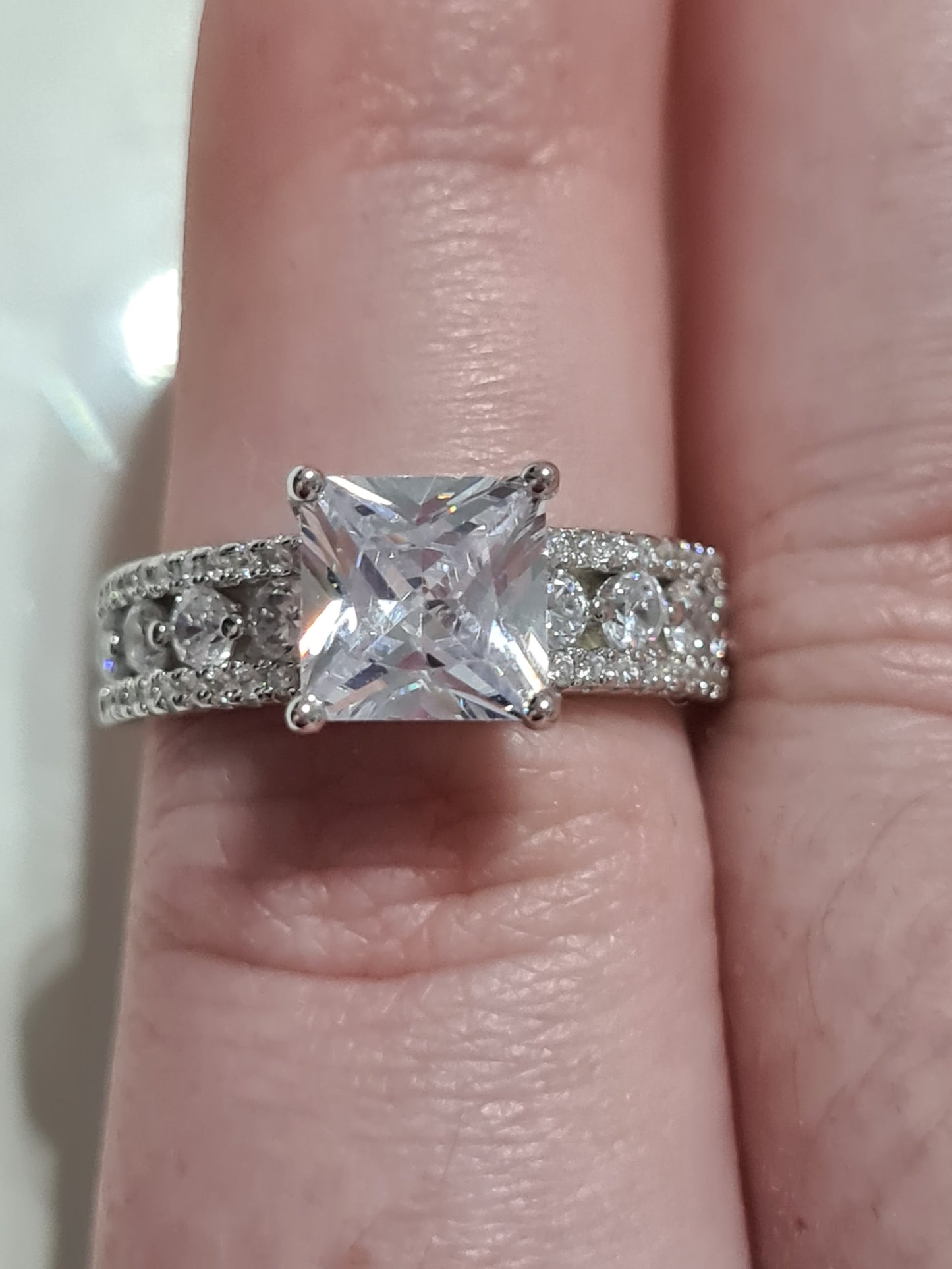 Princess Cut Simulated Diamond Ring 925 Sterling Silver SIZES L,M