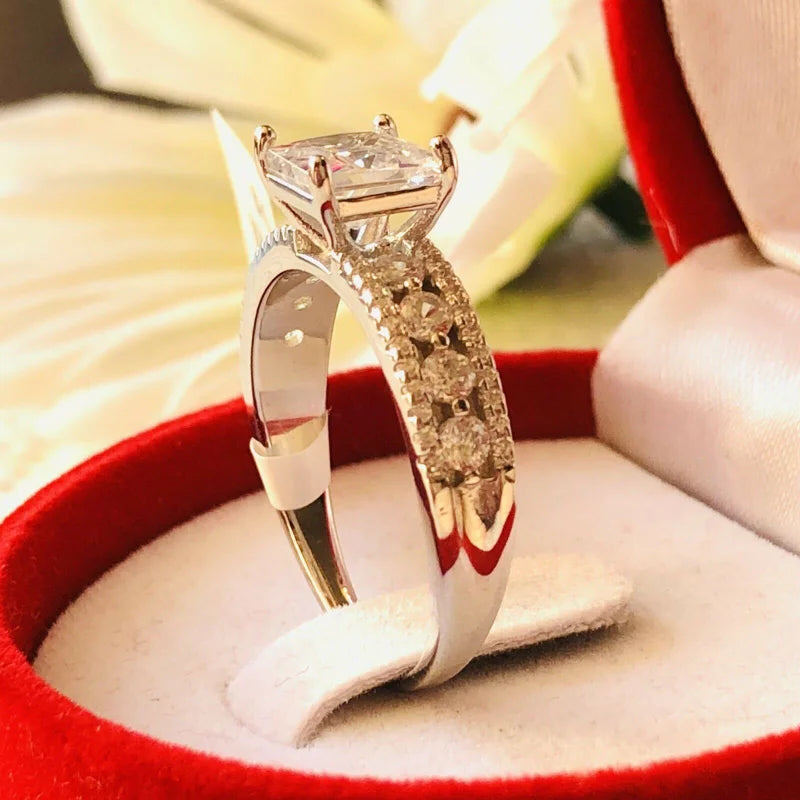 Princess Cut Simulated Diamond Ring 925 Sterling Silver SIZES L,M