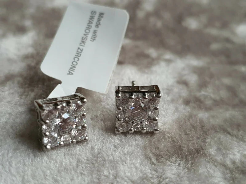 3.35Ct SWAROVSKI ZIRCONIA Cluster Stud Earrings 925 Sterling Silver Earrings
