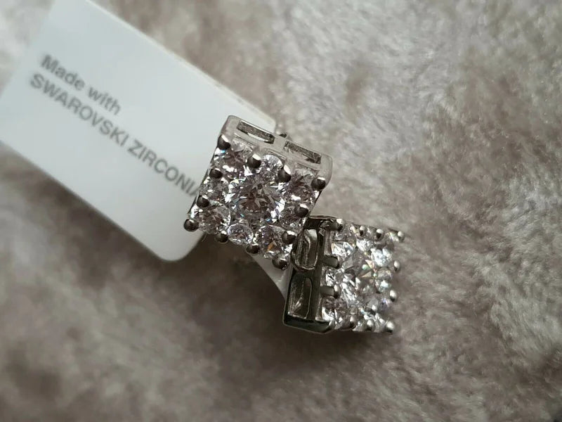 3.35Ct SWAROVSKI ZIRCONIA Cluster Stud Earrings 925 Sterling Silver Earrings