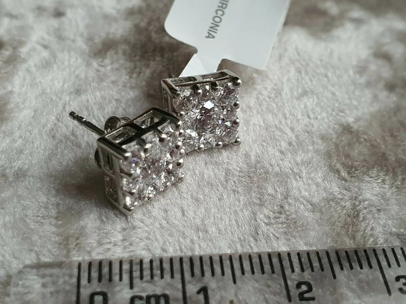 3.35Ct SWAROVSKI ZIRCONIA Cluster Stud Earrings 925 Sterling Silver Earrings