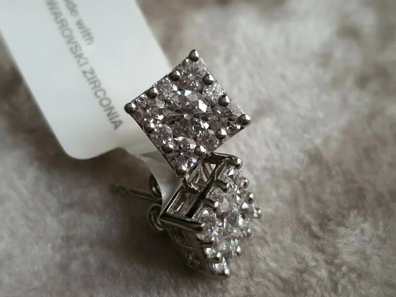 3.35Ct SWAROVSKI ZIRCONIA Cluster Stud Earrings 925 Sterling Silver Earrings