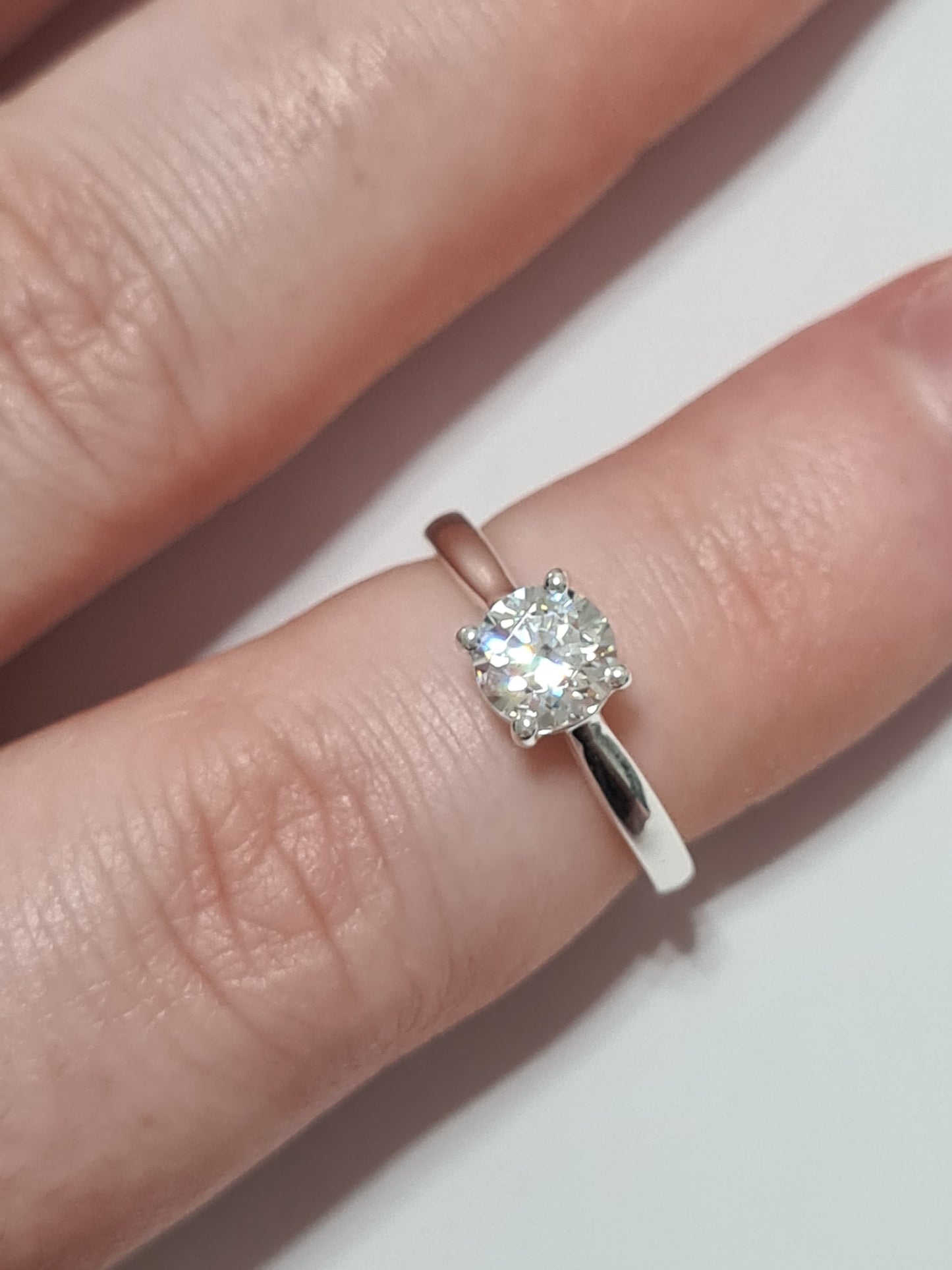 2 Piece Set -Swarovski Zirconia 925 Sterling Silver Solitaire Ring and Stud Earrings SIZES O,S