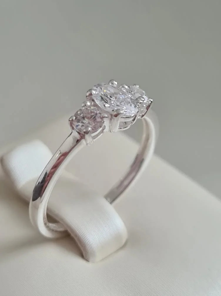 Swarovski Zirconia Engagement Ring 925 Sterling Silver SIZES L,N