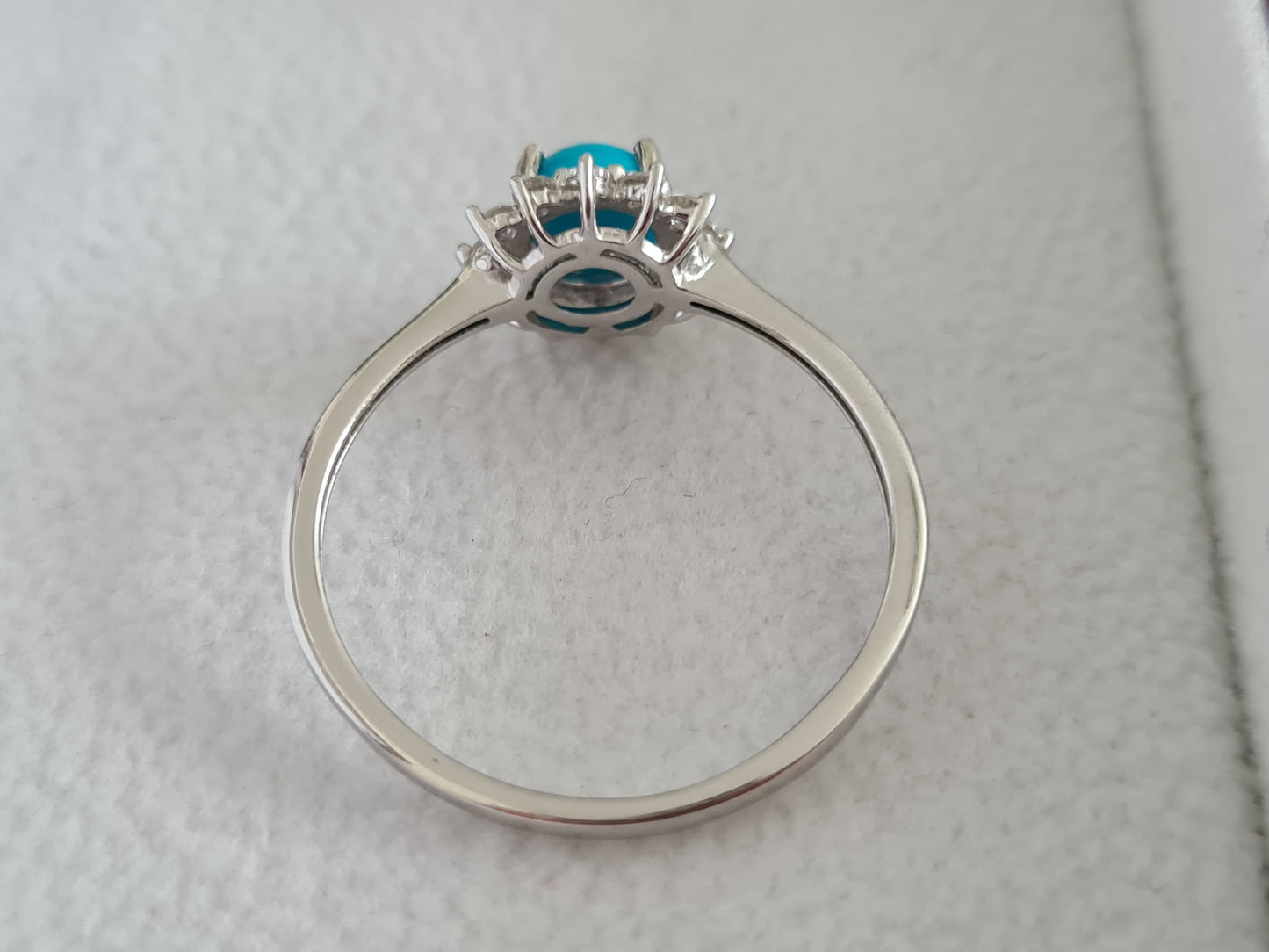 Arizona Sleeping Beauty Turquoise and Zircon Halo Ring SIZES M , R , S