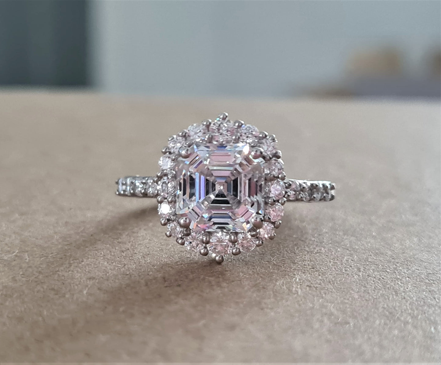 Swarovski Zirconia Halo Ring 925 Sterling Silver SIZE N