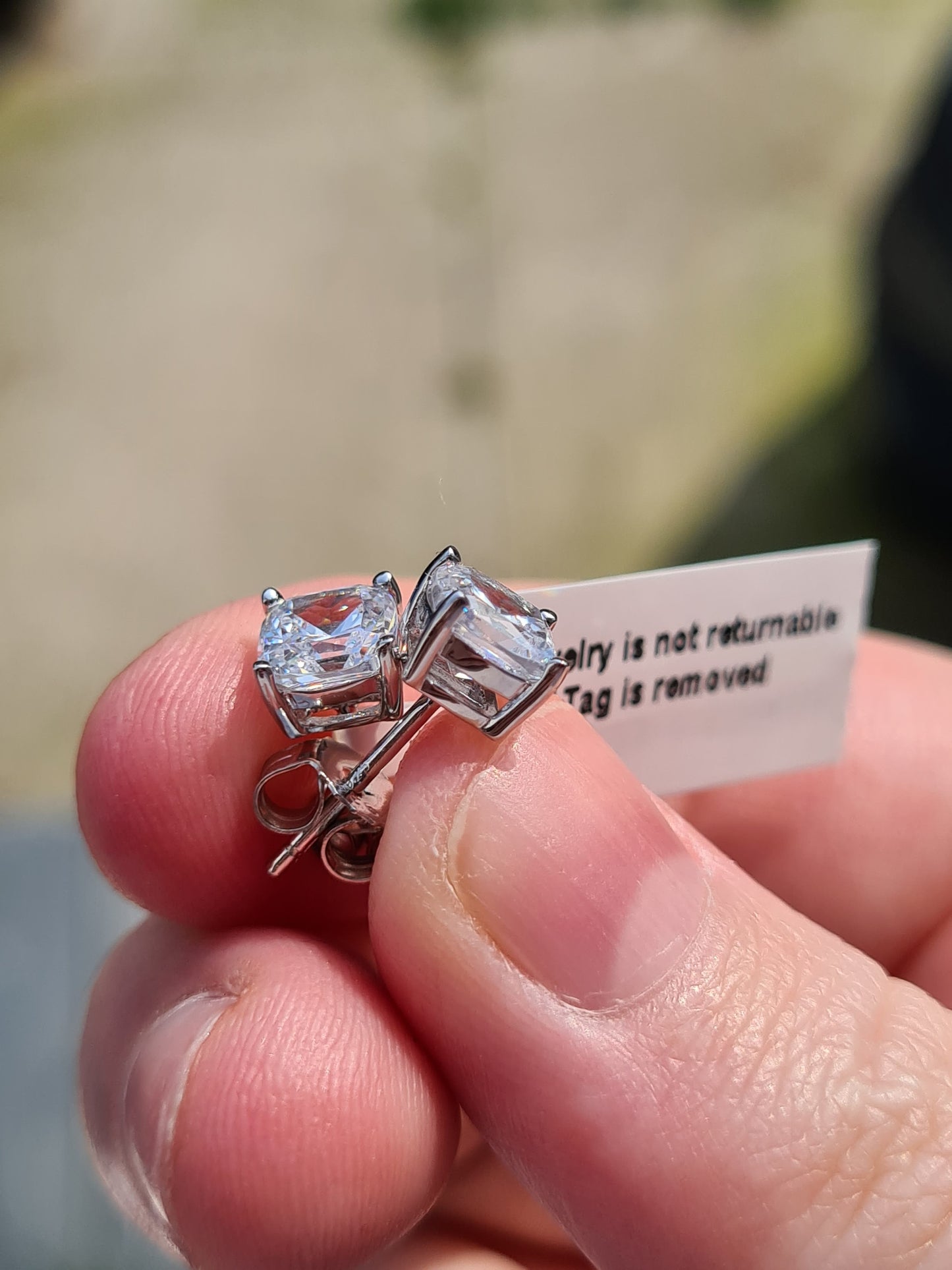 Simulated Diamond Solitaire Earrings 925 sterling silver