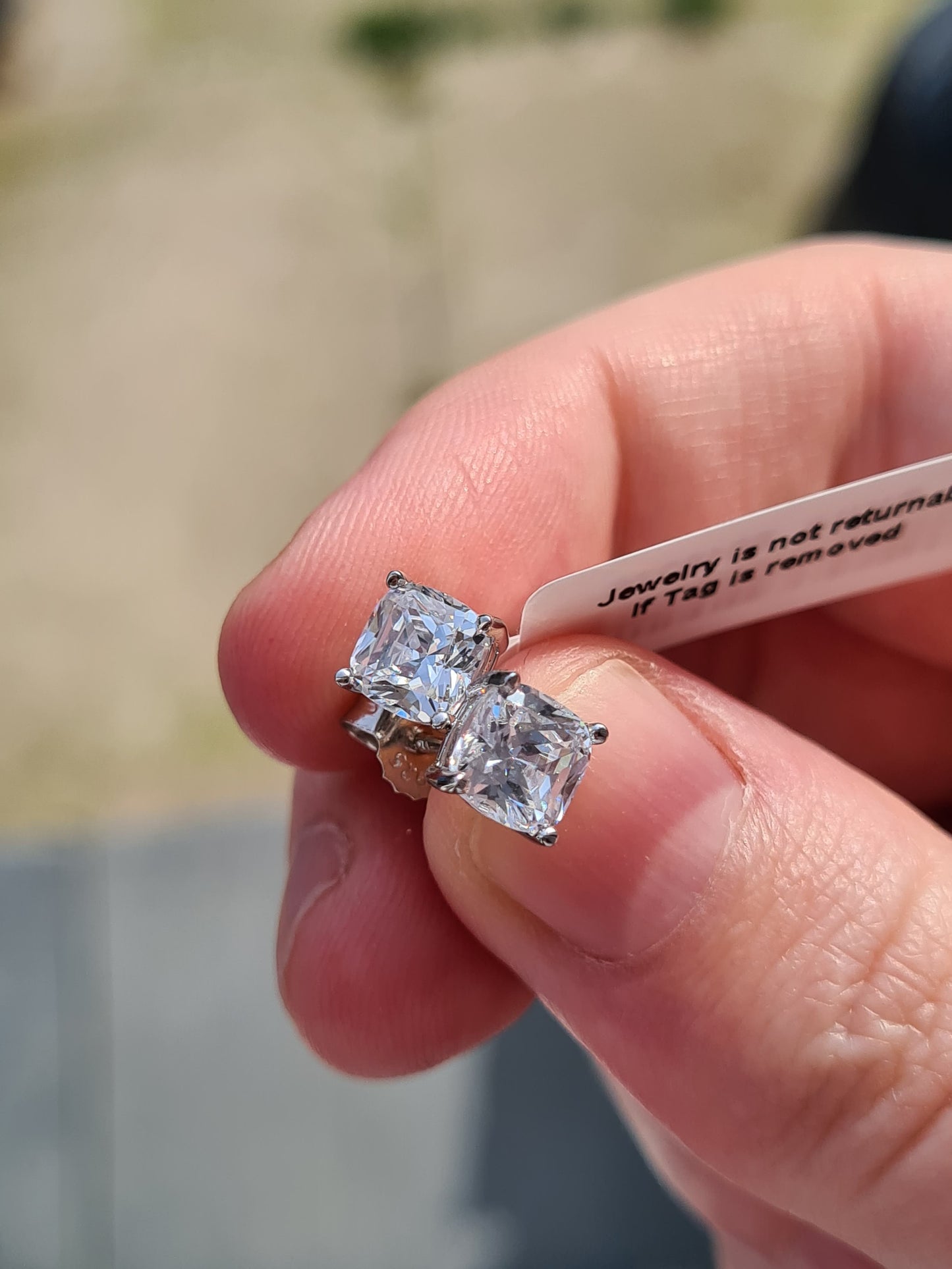 Simulated Diamond Solitaire Earrings 925 sterling silver