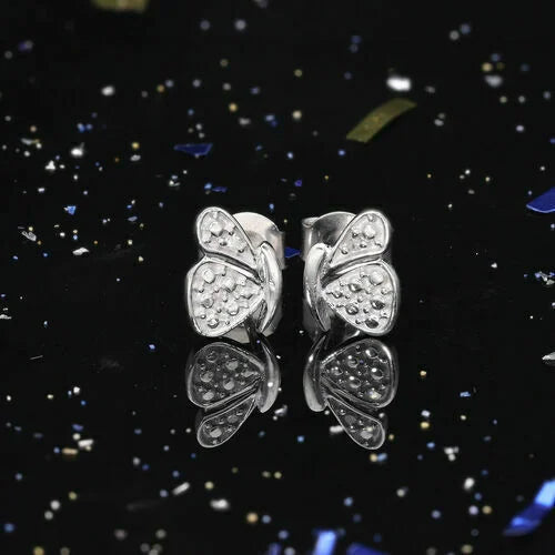 Diamond Butterfly Earrings 925 Sterling Silver