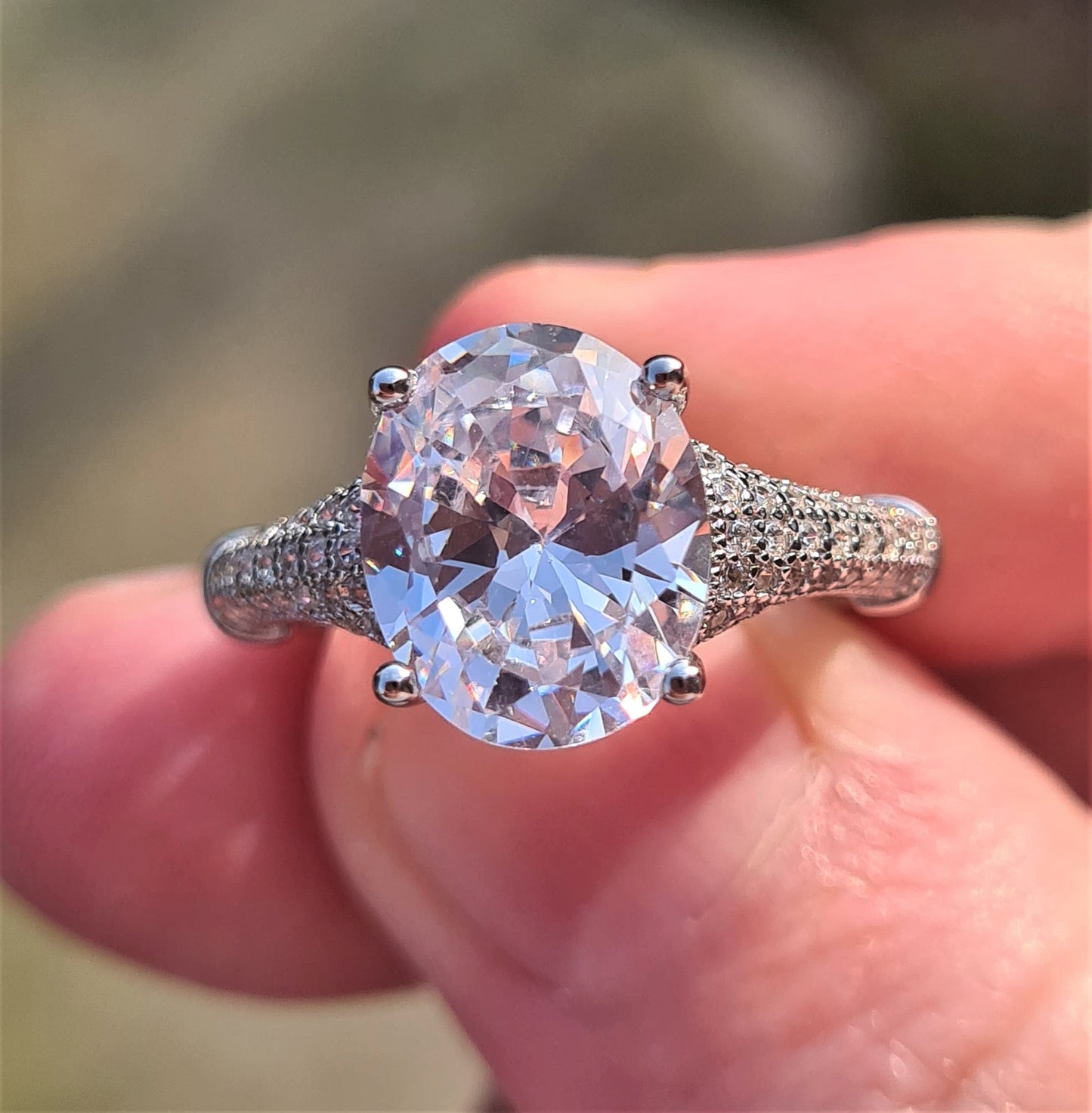 Simulated Diamond Ring 925 Sterling Silver SIZE J