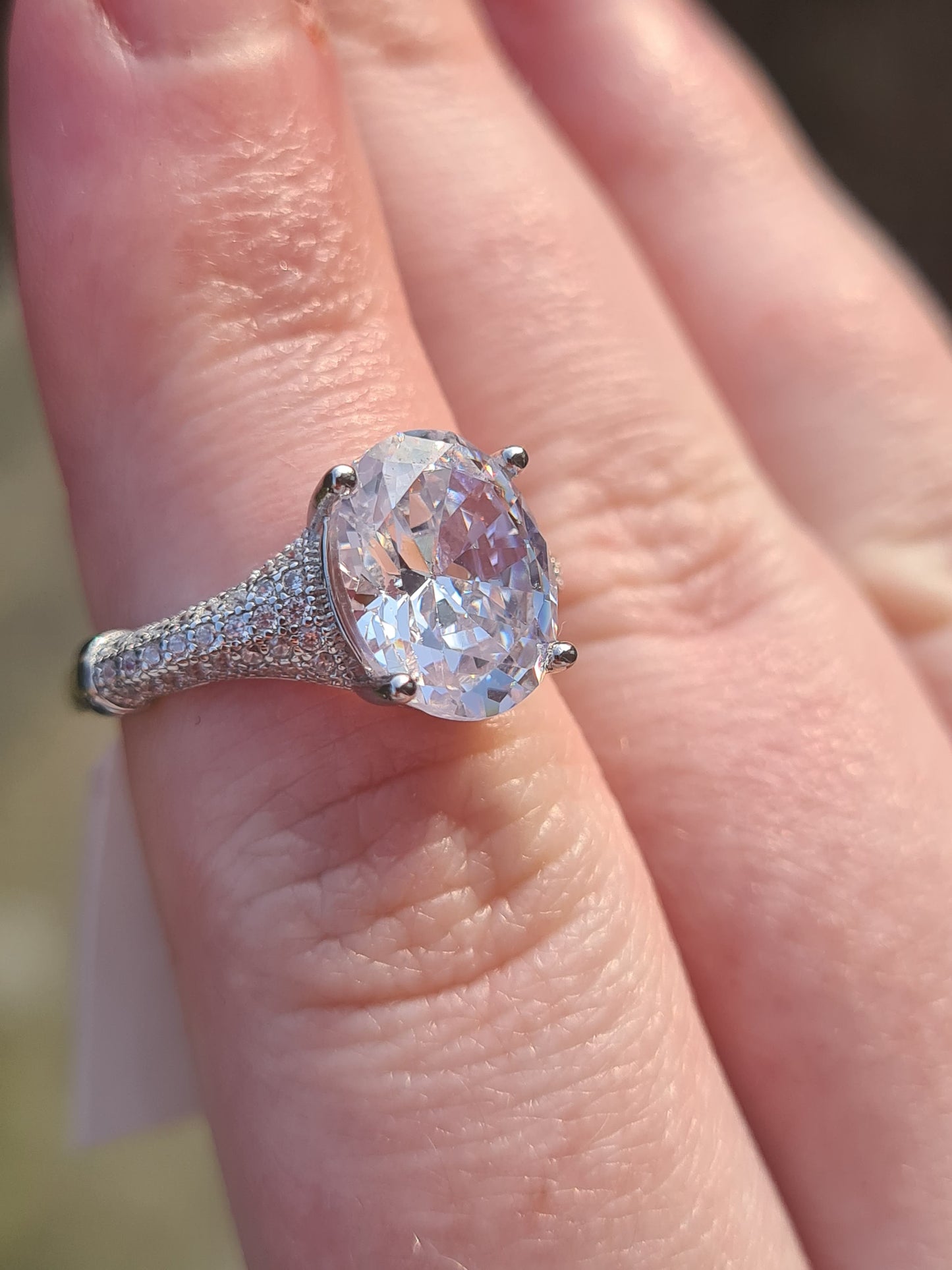 Simulated Diamond Ring 925 Sterling Silver SIZE J