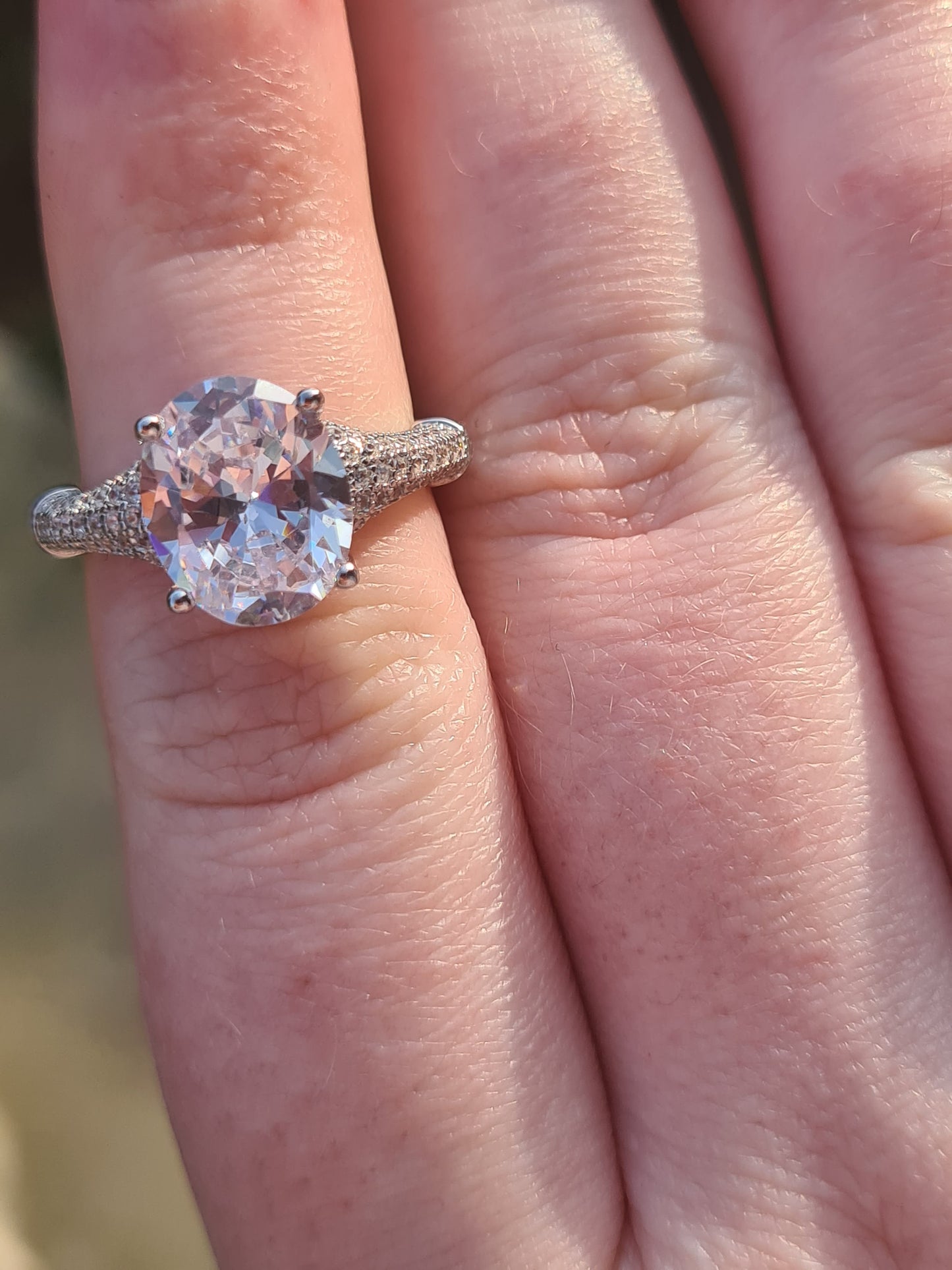 Simulated Diamond Ring 925 Sterling Silver SIZE J