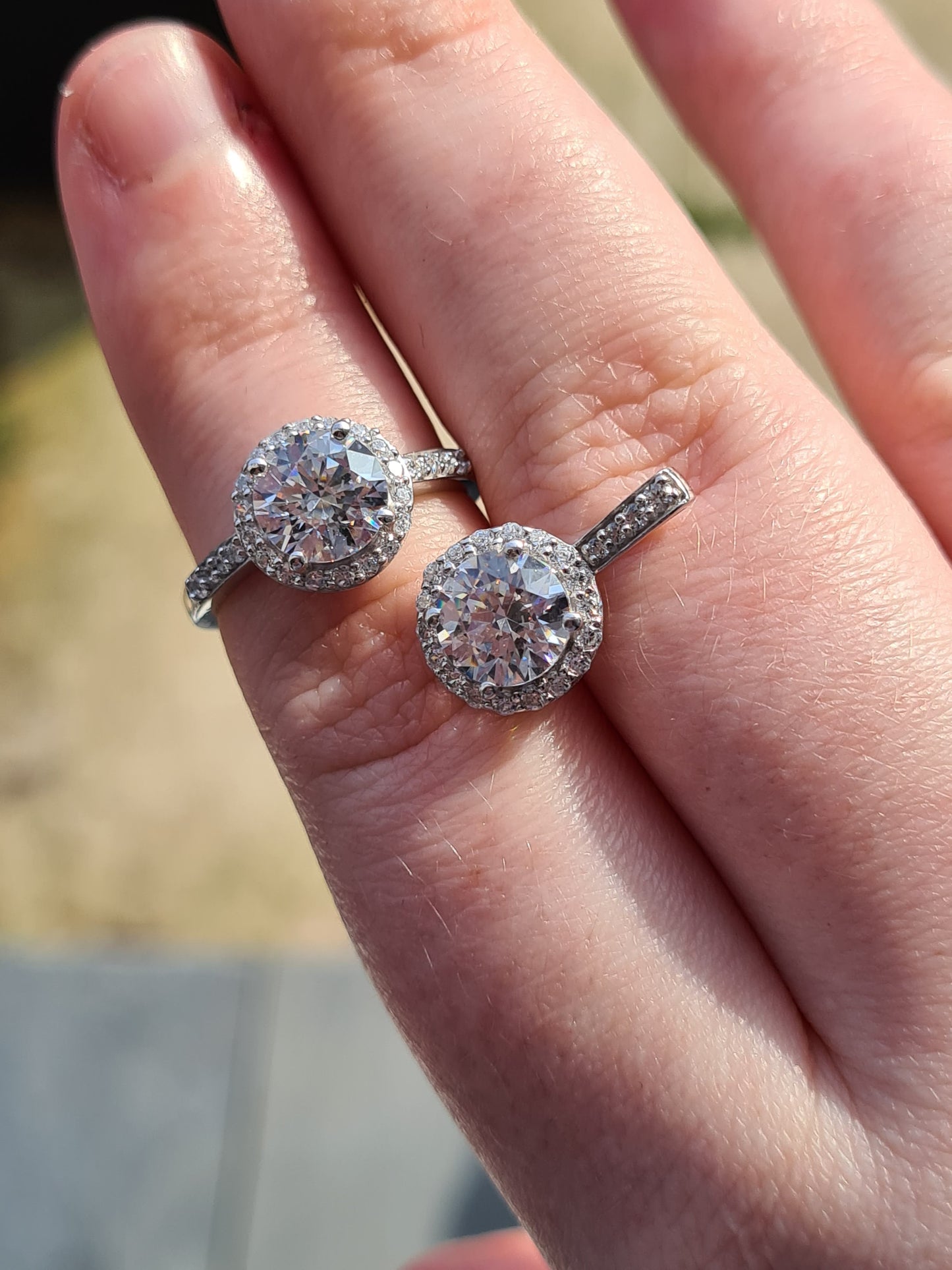 2 Piece Set SWAROVSKI ZIRCONIA Pendant And Ring Set in Sterling Silver RING SIZES L, N, Q