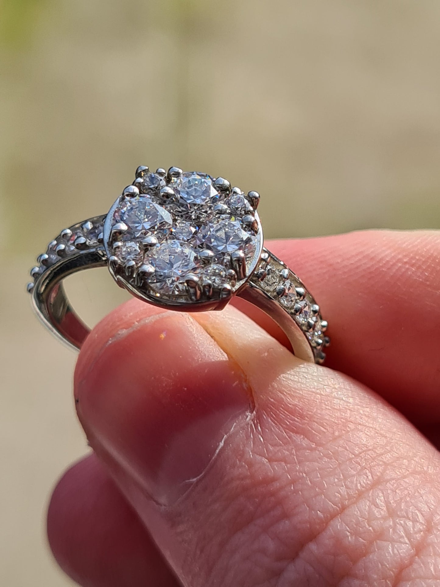 Swarovski Zirconia Halo Cluster Ring 925 Sterling Silver SIZES M , Q