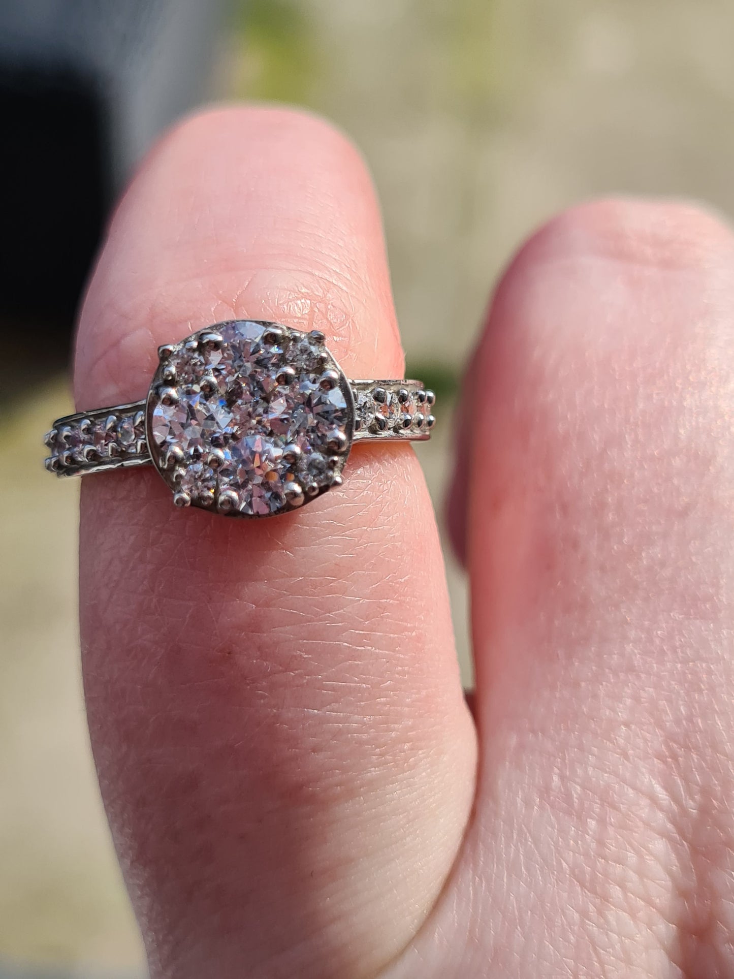 Swarovski Zirconia Halo Cluster Ring 925 Sterling Silver SIZES M , Q