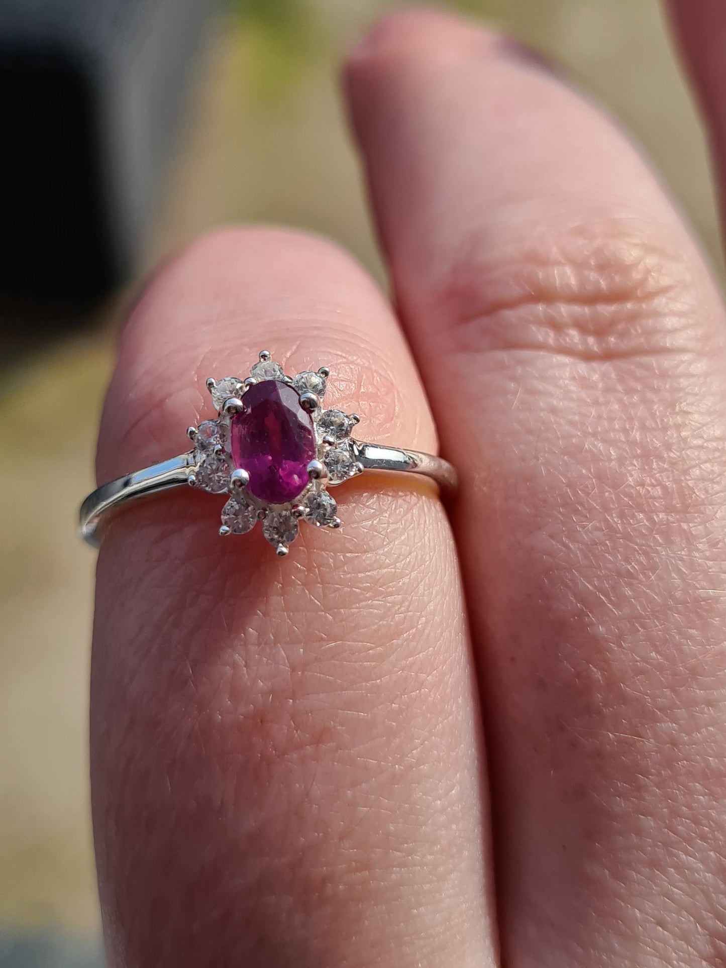 Orissa Rose Garnet and Natural Cambodian Zircon Ring in 925 Sterling Silver SIZE P