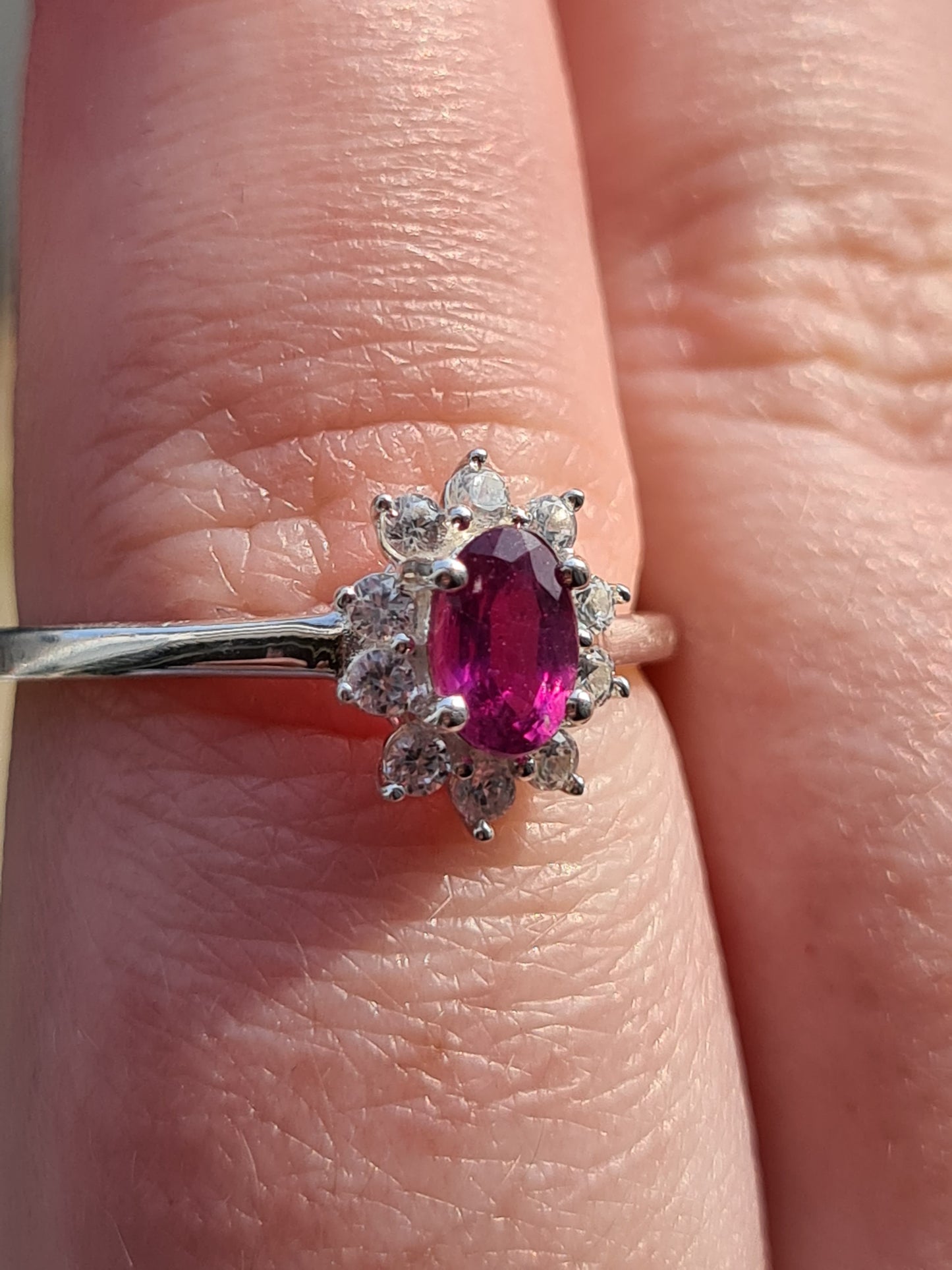 Orissa Rose Garnet and Natural Cambodian Zircon Ring in 925 Sterling Silver SIZE P