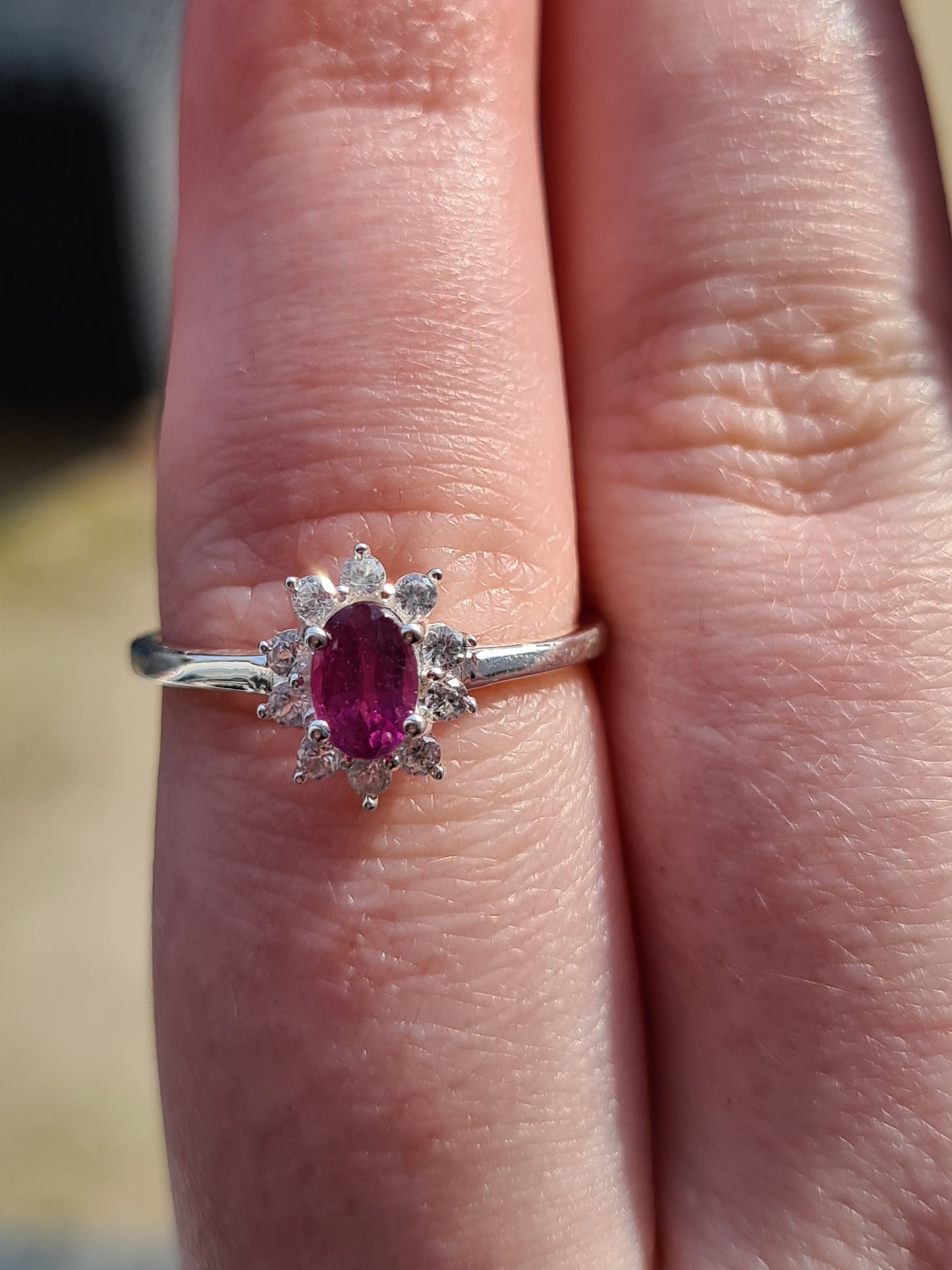 Orissa Rose Garnet and Natural Cambodian Zircon Ring in 925 Sterling Silver SIZE P