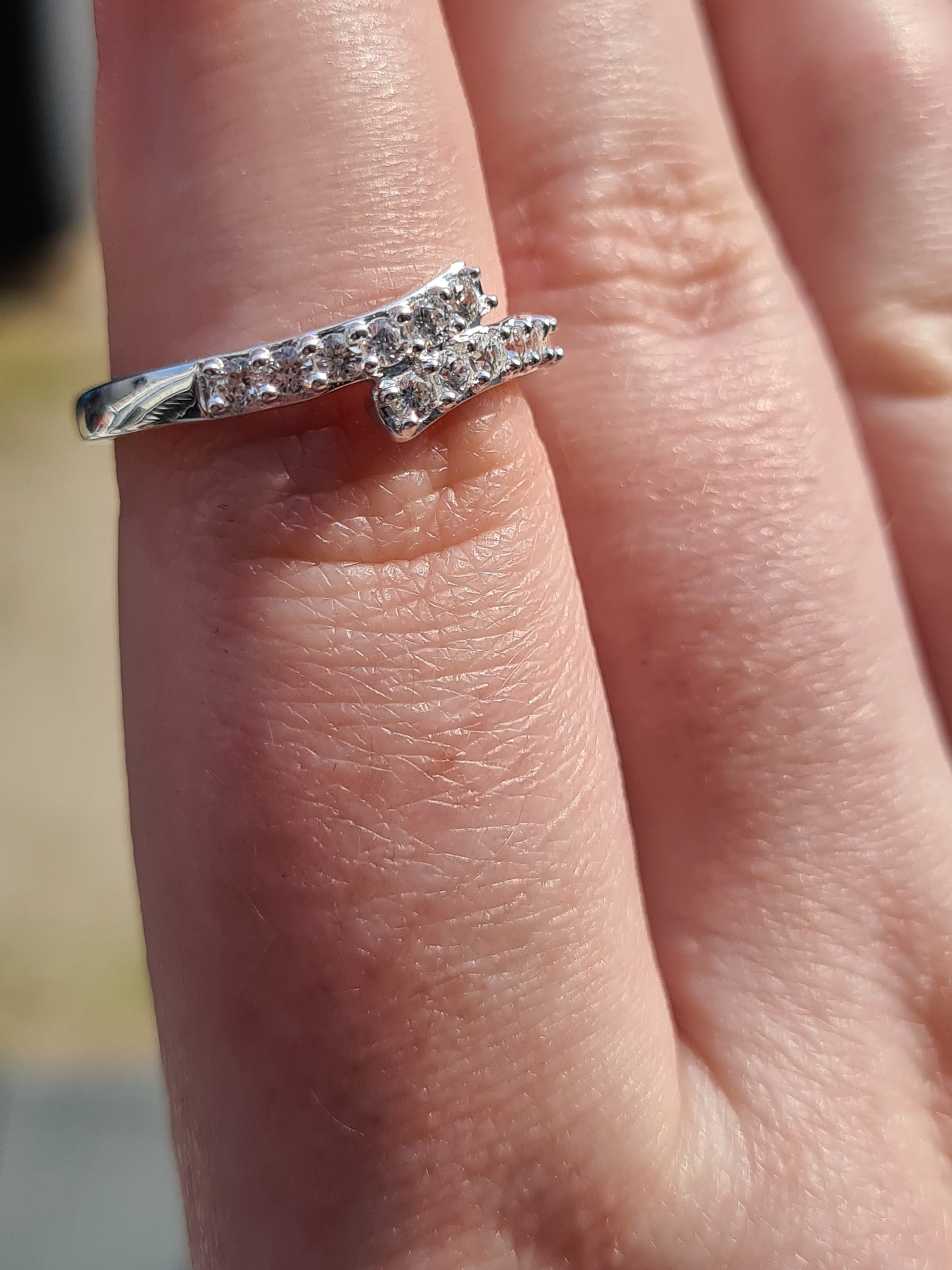 Swarovski Zirconia Bypass Band Ring 925 Sterling Silver SIZE P