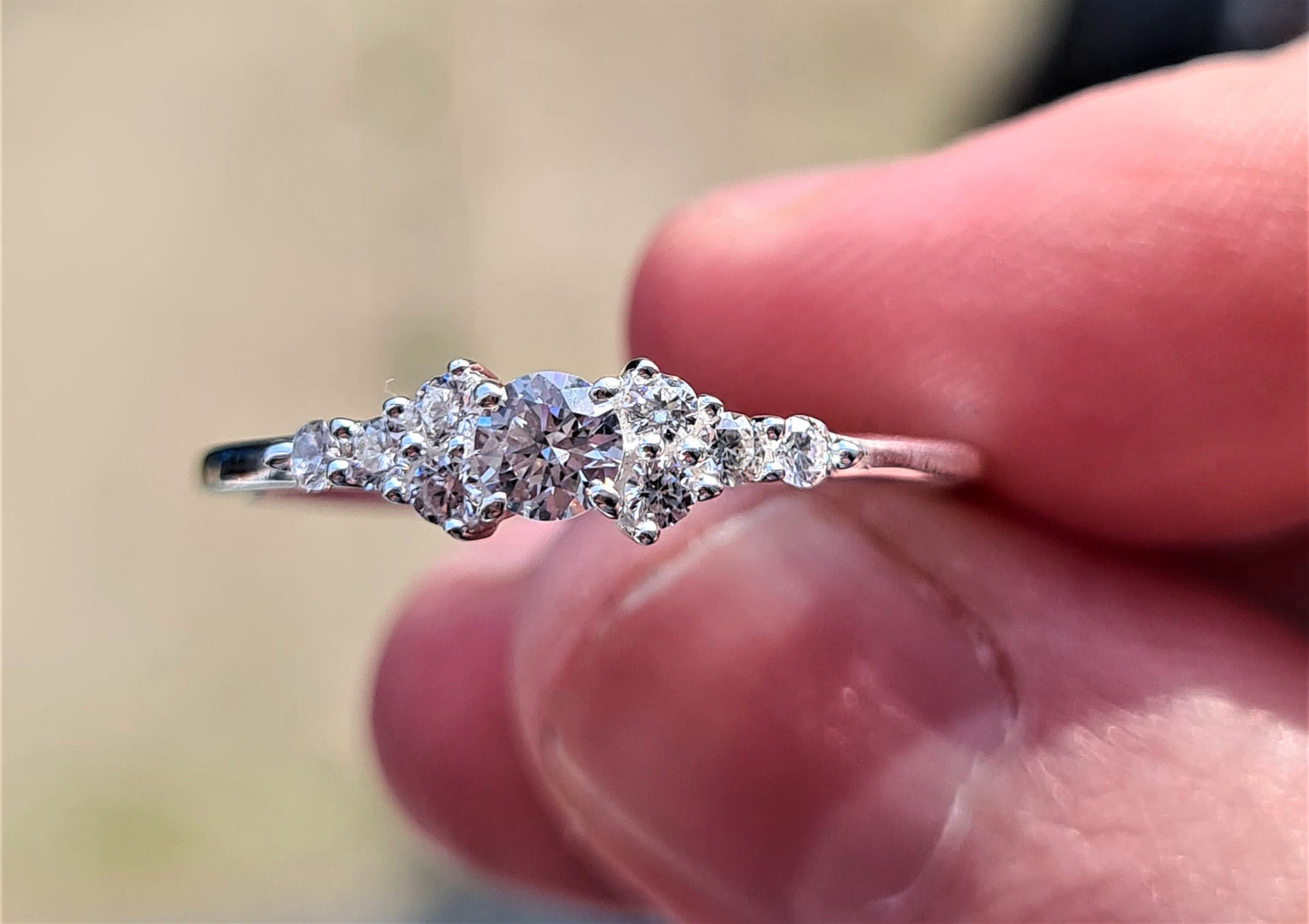 Swarovski Zirconia Engagement Style Cluster Ring 925 Sterling Silver SIZES N,P,Q