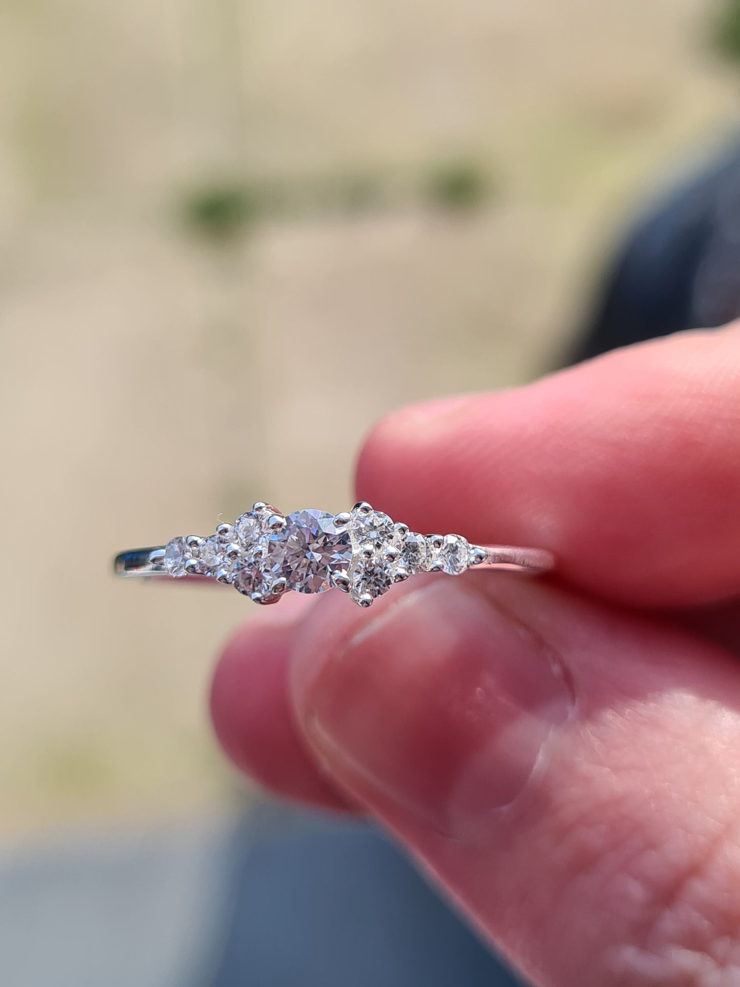 Swarovski Zirconia Engagement Style Cluster Ring 925 Sterling Silver SIZES N,P,Q