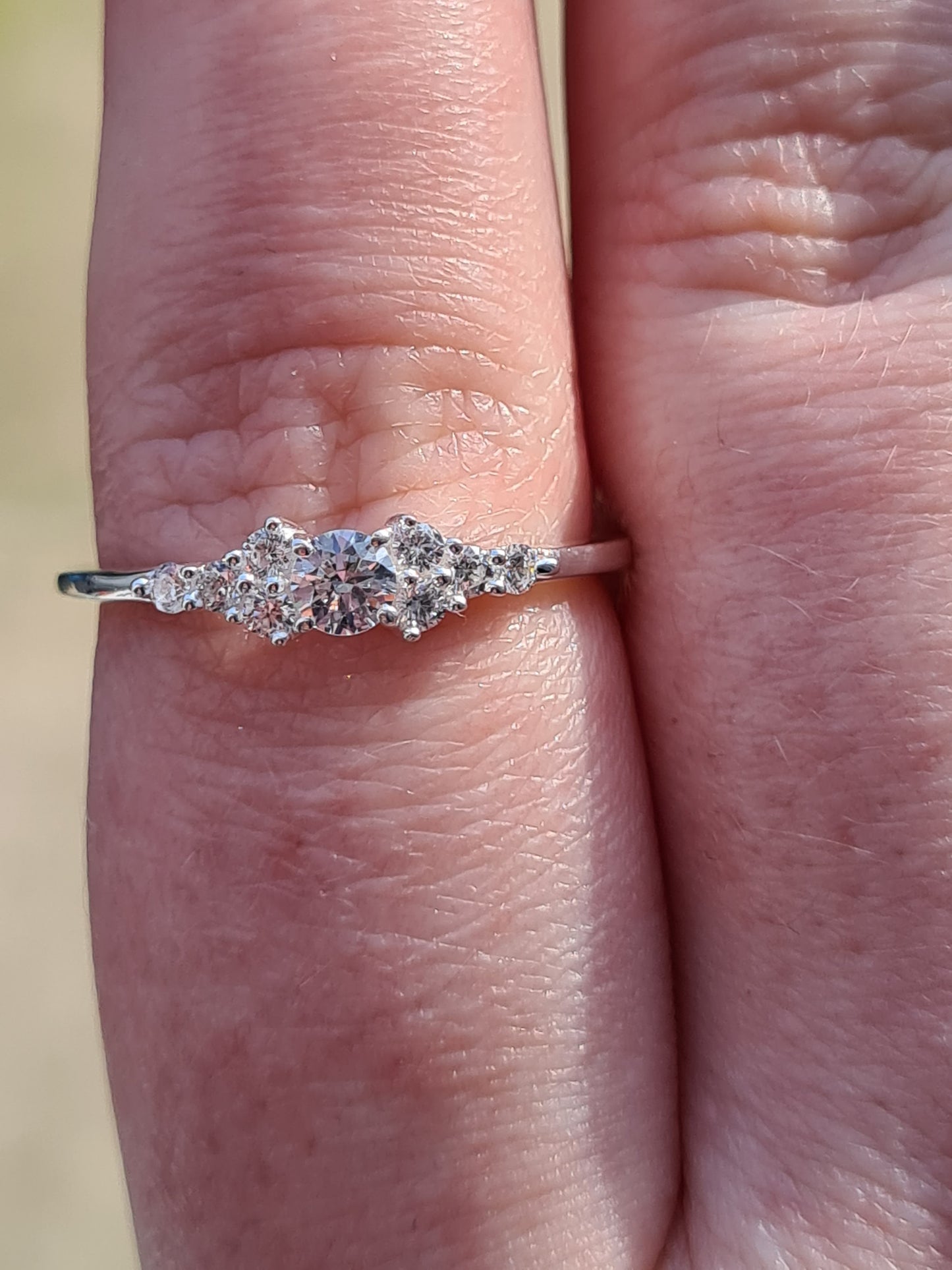 Swarovski Zirconia Engagement Style Cluster Ring 925 Sterling Silver SIZES N,P,Q