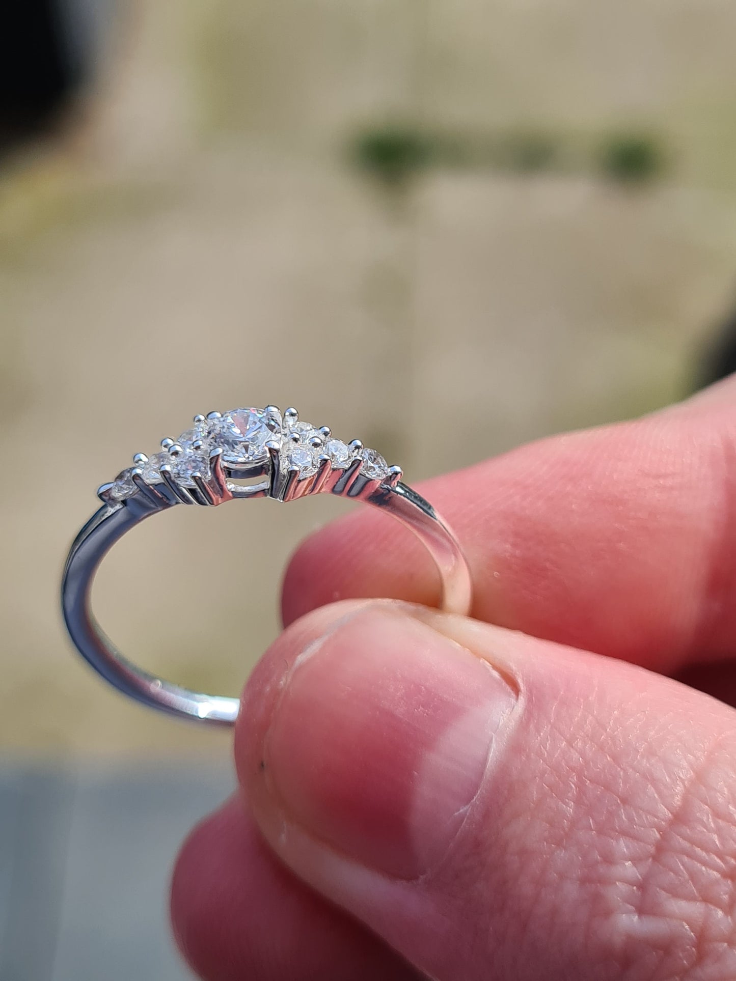 Swarovski Zirconia Engagement Style Cluster Ring 925 Sterling Silver SIZES N,P,Q