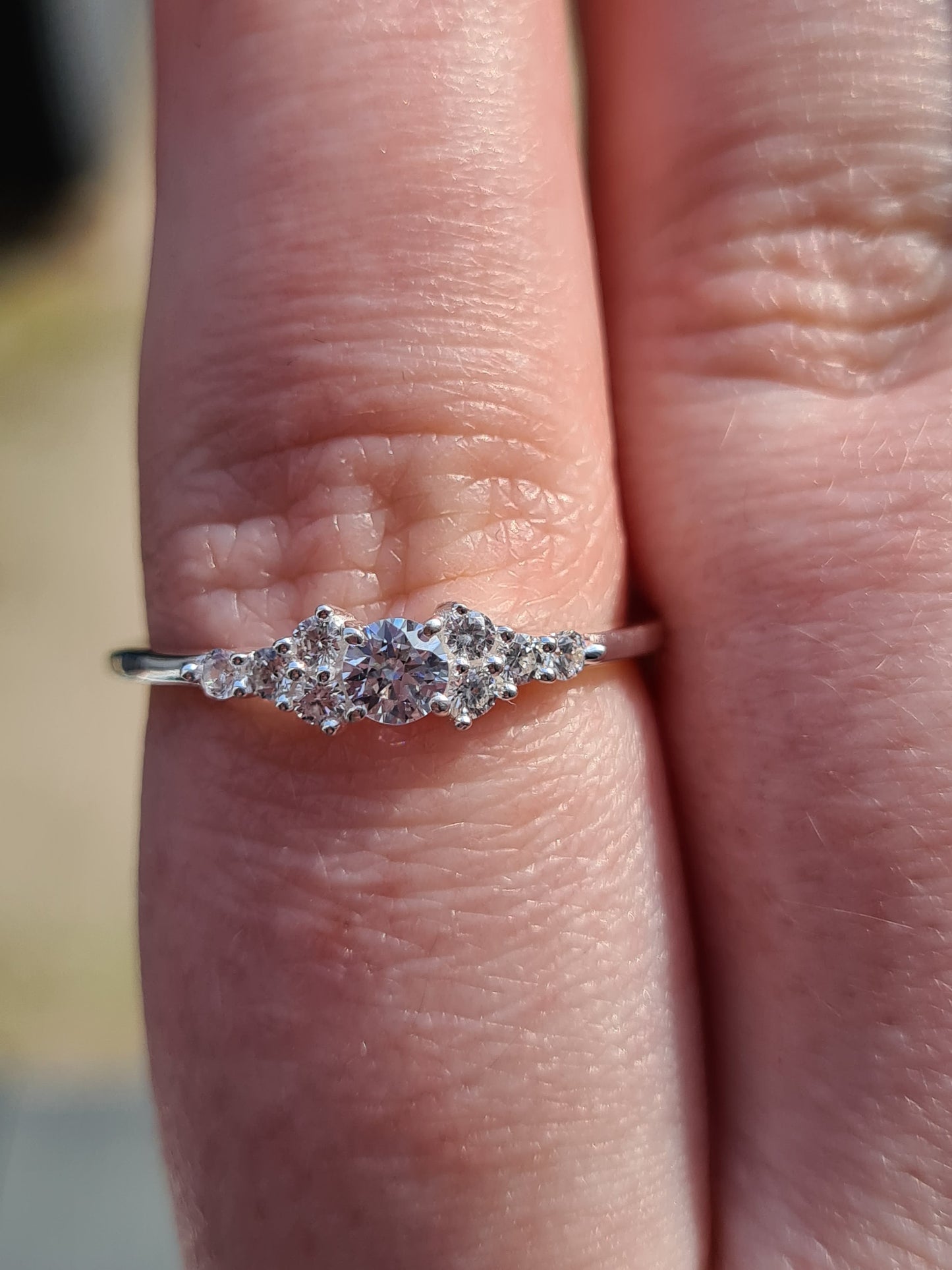 Swarovski Zirconia Engagement Style Cluster Ring 925 Sterling Silver SIZES N,P,Q