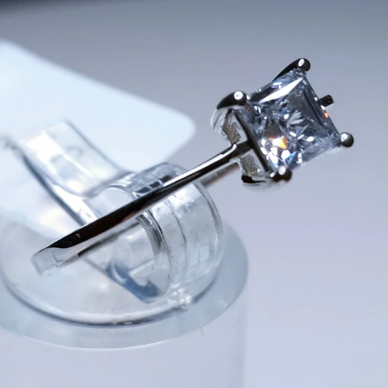Swarovski Zirconia Princess Cut Solitaire 925 Sterling Silver SIZE R
