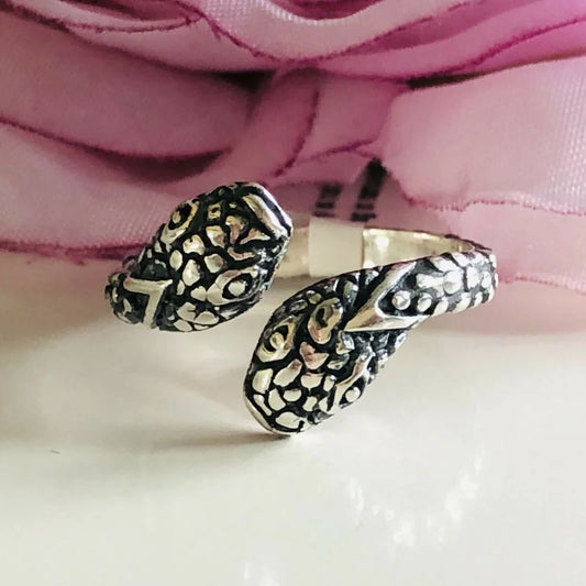 925 Sterling Silver Snake Bypass Ring SIZE N
