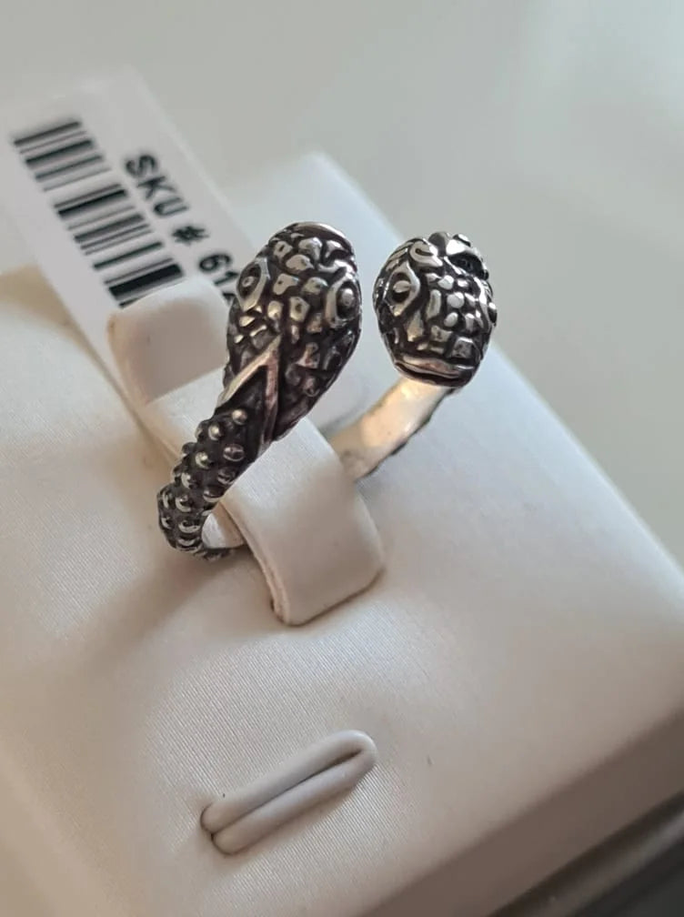 925 Sterling Silver Snake Bypass Ring SIZE N