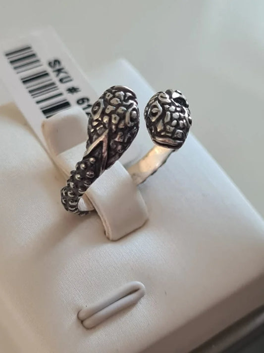 925 Sterling Silver Snake Bypass Ring SIZE N